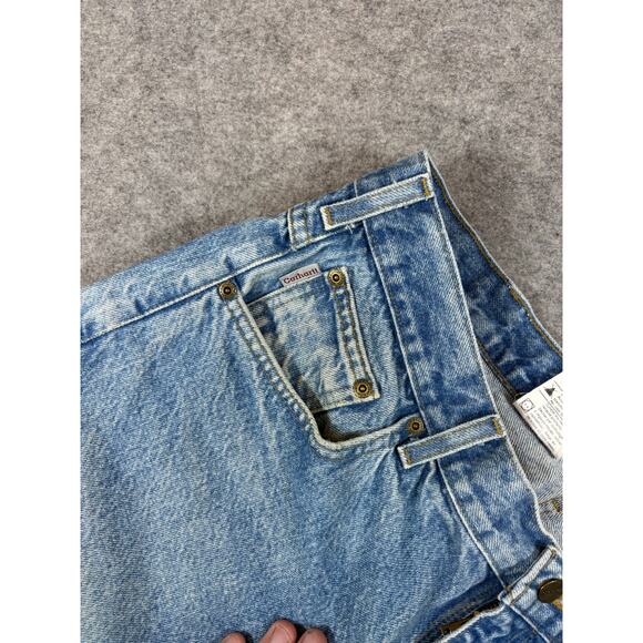 VINTAGE 90s Carhartt Jeans Mens 38x30 Blue Denim Straight Workwear Y2K Grunge - Picture 6 of 9